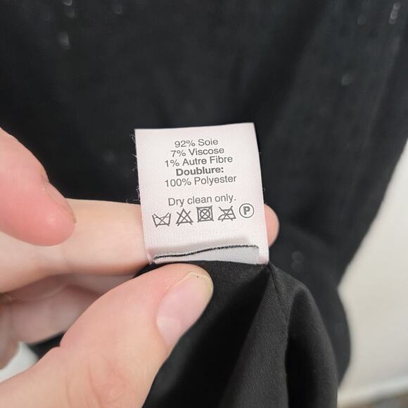 Madewell Black Silk Contemporary Sleeveless Mini Nightshine Shift Dress Size 6 - Picture 8 of 9